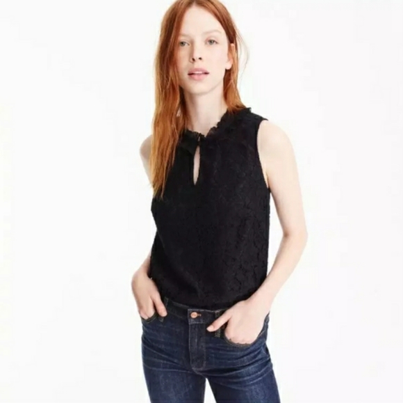 J. Crew Tops - J. Crew | Floral lace ruffle-neck guipure top | Size PS